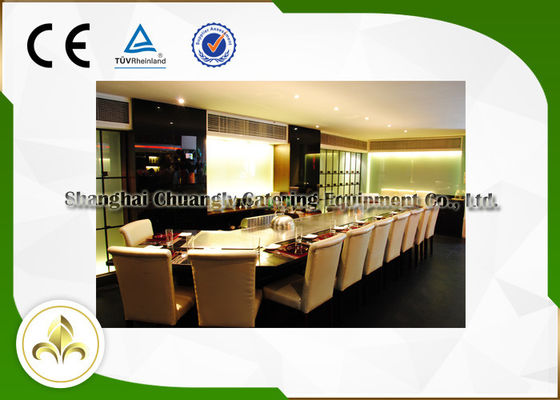 خرید کباب پز گاز هیباچی در فضای باز 13 صندلی Bridge Shape , میز Teppanyaki در فضای باز تولید آنلاین