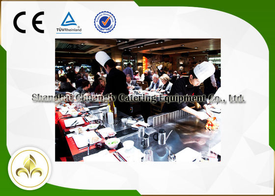 شراء مستطيل طاولة Hibachi في الهواء الطلق أكثر من 21 مقعدًا شهادة CE ISO9001 التصنيع عبر الإنترنت