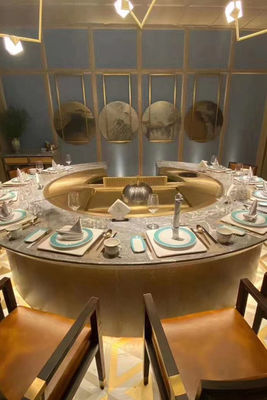 Buy Professional Ten Seat Gas Teppanyaki Plate Table With Ventilation / Precipitator online manufacture