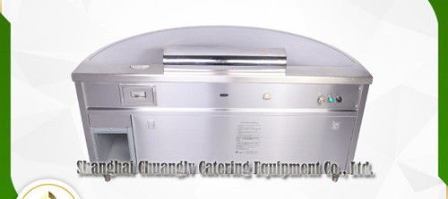 Beli Pemanasan Gas Stainless Steel Bawah Restoran yang Melelahkan Hibachi Grill Table Bentuk Setengah Lingkaran pembuatan online