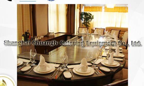 Buy Arch Shape Stainless Steel Commercial 12 Seats Teppanyaki Grill Table Electromagnetic Heating online manufacture