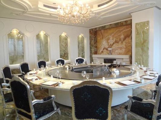 satın al Sırt Sırta Daire Şeklinde Paslanmaz Çelik Çift Sobalı Hibachi Grill Masası Çevrimiçi üretim