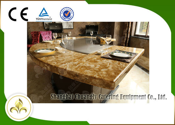 ซื้อ Fan Shape Down Fume Exhaustion Electric Teppanyaki Grill with 11 Seats Stainless Steel การผลิตออนไลน์