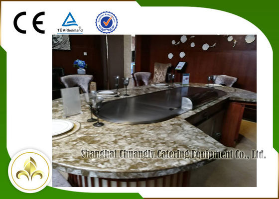 Buy 10 Seats LPG Heating Teppanyaki Japanese Grill Table Upper or Down Exhaustion online manufacture