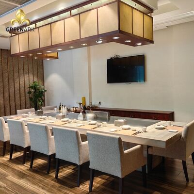 Beli Pemasangan Gas Alam yang berdiri sendiri Griddle Teppanyaki Grill Table untuk Restoran Hotel pembuatan online