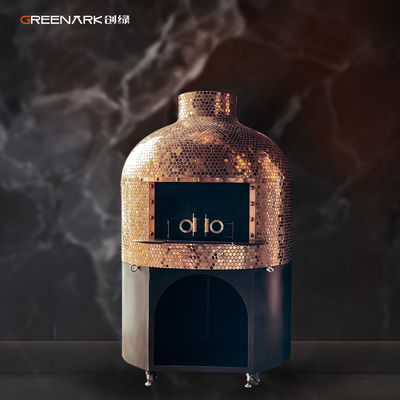 Horno de pizza redondo a leña de 1500 kg con base de roca volcánica