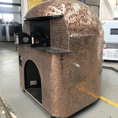 Horno de pizza a leña 1400x2100mm con base de roca volcánica