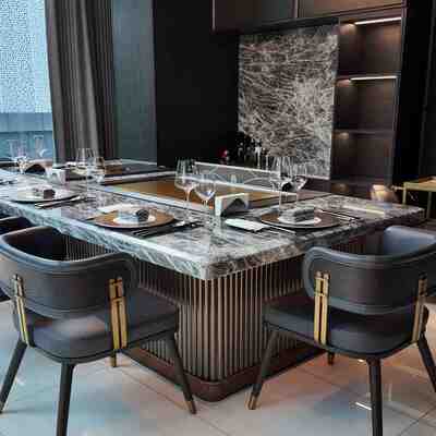 Round Copper Teppanyaki Table with Electric Heating